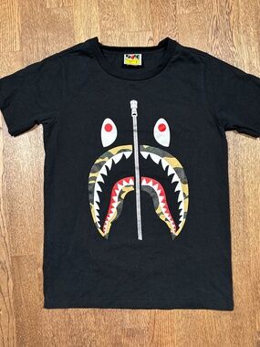 Bape Ladies A Bathing Ape Shark Zipper Heavyweight T Shirt Womens Small